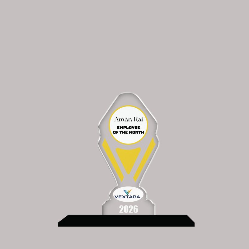 Employee of the Month Trophy Personalized Acrylic Award Trophy Custom with Name Achievement Award for Employee, Corporate Recognition Thankyou Gift for Employee